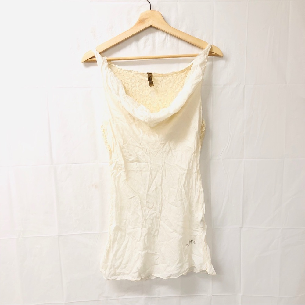 PLEASE Italy made small cream lace silk blouse